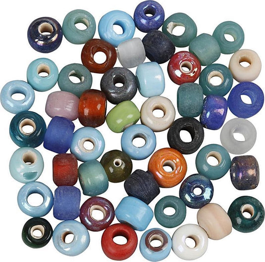 Creativ company glaskralen mix 9mm - diy kralen - diverse kleuren - ronde kralen - gatgrootte 2,5-3mm - 500 gram