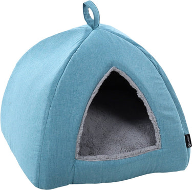 Flamingo kattenbed – katten slaapmand – kattenhuis – kattenhol – cat cave – blauw, 38 x 38 x 40 cm – slaapplaats isidoor