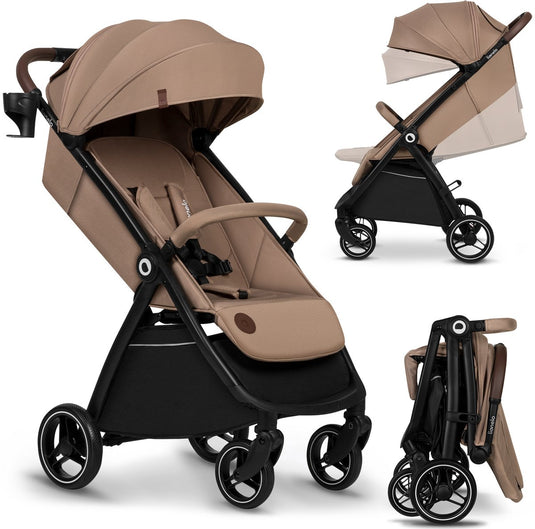 Lionelo ingrid buggy - kinderwagen tot 22 kg - auto-folding systeem - 360° eva wielen - xxl luifel met upf50+ - verstelbare rugleuning en voetsteun - panoramisch ventilatiepaneel - bekerhouder en mand