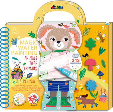 Avenir magisch waterschilderen: book bosdieren, 8 herbruikbare pagina's met 4-in-1 play, 3+