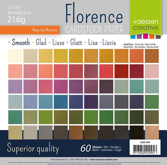 Vaessen creative cardstock - multipack - 30,5 x 30,5 cm - 60 vellen - glad - 216 g