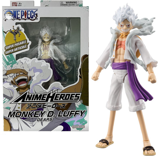 Bandai - anime heroes - one piece - anime helden figuur 17 cm - monkey d. luffy gear 5 - officieel gelicenseerd one piece - luffy action figure gear 5 version - speelgoed kind 4 jaar oud en + - 37054
