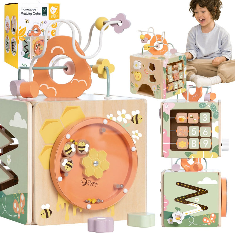 Afbeelding laden in galerijviewer, Classic world houten activiteitenkubus honingbij, 5dlg.
