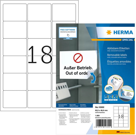 Herma adr.etik. movab. 63,5x46,6 100 bl. din a4 1800 stuks 10302