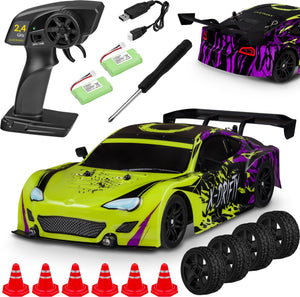 Overmax x-drifty - r c auto 1:16 - 4wd - 40 min speeltijd - 20 km u - led-lampen - 2 set wielen - drift race - hindernissen stickers - snel opladen - kinderen vanaf 3 jaar - bestuurbare auto