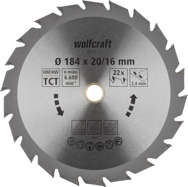 Wolfcraft - cirkelzaagblad 184x16mm - 22 tanden - zaagblad voor cirkelzaag - serie groen - 6373000