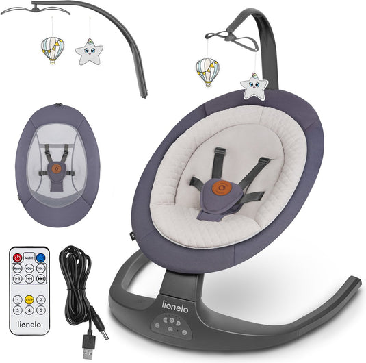 Lionelo ralf - babyschommel premium - 2in1 - 5 automatische schommelsnelheden - 0 tot 9kg
