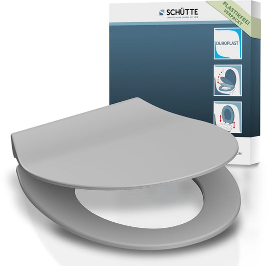 Schütte wc-bril 82702 slim grey - duroplast - super dun - soft close - afklikbaar - rvs-scharnieren - belastbaar tot 175 kg - gelakt - grijs
