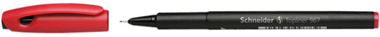 Schneider schrijfwaren schneider fineliner - topliner 967 - lijnbreedte 0,4 mm - rood - doos a 10 stuks - s-9672