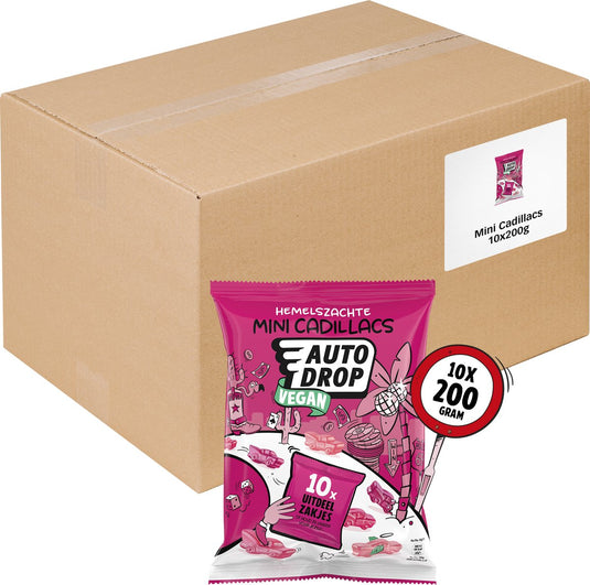 Autodrop - snoep - mini cadillacs uitdeelzakjes vegan - 10 zakken - 200 gram