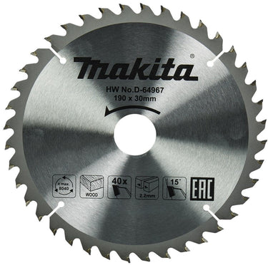 Makita cirkelzaagblad voor hout | standaard | ø 190mm asgat 30mm 40t - d-64967