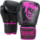 Super pro combat gear warrior lederen (kick)bokshandschoenen zwart roze 14oz