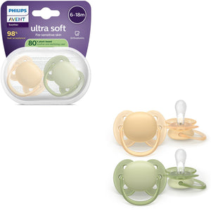 Philips avent ultra soft – superzachte siliconen fopspeen (6-18 mnd) – voor gevoelige huid – 2 stuks - scf091 45