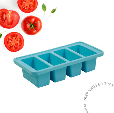 The original foodcube – babyvoedingbewaarbakje – meal prep bakje – diepvriesbakje – vershoudbakje – 100% siliconen vriezer tray met deksel – bpa vrij – geschikt voor vriezer, magnetron, oven vaatwasser – 4x250ml - blauw