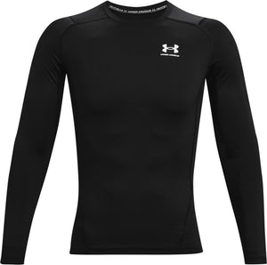 Under armour ua hg armour comp ls-blk heren sportshirt- zwart - wit