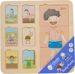 Classic world world houten lagenpuzzel lichaam, 19dlg.