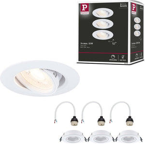 Paulmann inbouwlamp set van 3 zwenkbaar rond 90 mm 30° gu10 max. 3x10w 230v dimbaar wit