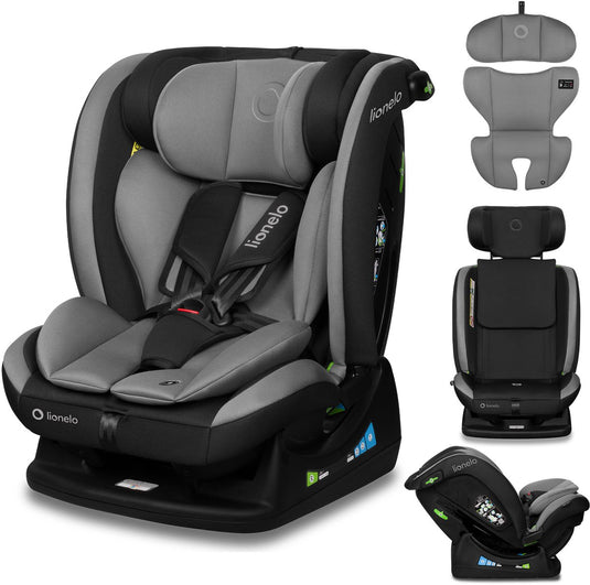 Lionelo aart i-size - kinder autostoel 4in1 - voor baby 0 tot 36 kg (0-12 jaar groep 0+ 1 2 3 40-150 cm) - voor en achterwaarts - rwf tot 105 cm - montage met autogordel - stevige, veilige - comfortabel zitje - volledig verstelbaar - wasbare hoes