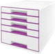 Leitz wow cube ladenblok met 5 laden - opberger met vakken - wit paars