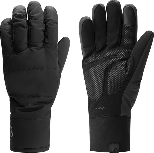 Bbb cycling puffershield fietshandschoenen winter - 0 - 5 ℃ - wind waterproof - wielrenhandschoenen heren en dames - zwart - maat xxxl - bwg-41