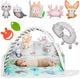 Lionelo anika natural bamboe babygym speelmat met speelboog – 8 sensorisch baby speelgoed tummy time kussen – vanaf 0 maanden – opstaande rand – montessori babyshower cadeau – interactief educatief speelkleed – activiteitenkussen