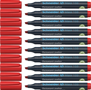 Schneider schrijfwaren schneider permanent marker - maxx 133 - beitelpunt - rood - 10 stuks - s-113302-10