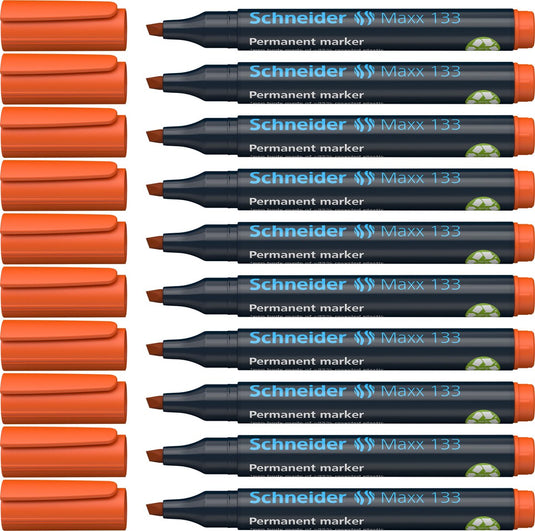 Schneider schrijfwaren schneider permanent marker - maxx 133 - beitelpunt - oranje - 10 stuks - s-113306-10