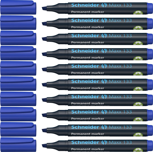 Schneider schrijfwaren schneider permanent marker - maxx 133 - beitelpunt - blauw - 10 stuks - s-113303-10