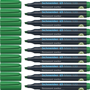 Schneider schrijfwaren schneider permanent marker - maxx 133 - beitelpunt - groen - 10 stuks - s-113304-10