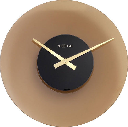 Nextime float – stille wandklok – 40 cm – glas – mat bruin