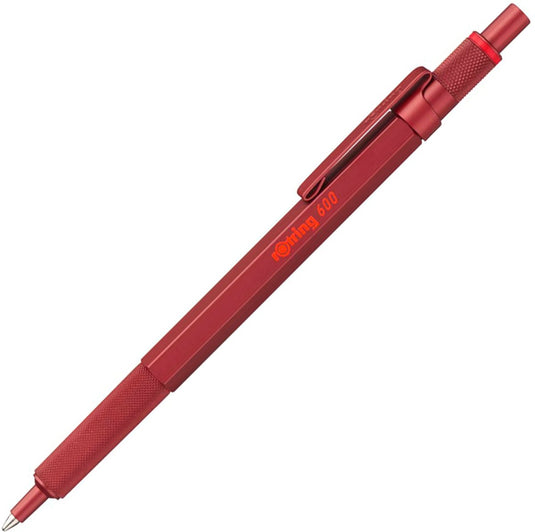 Rotring 600-balpen | medium punt | zwarte inkt | rood behuizing | navulbaar