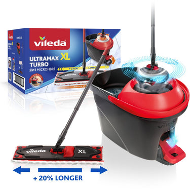 Vileda ultramax turbo xl complete set - brede mop voor een groter schoonmaakoppervlak - voor alle soorten vloeren