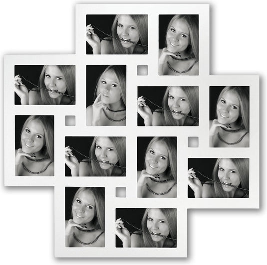 Zep - multi fotolijst milano wit voor 12 foto's 10x15 afmeting 59,5x60 - mf104
