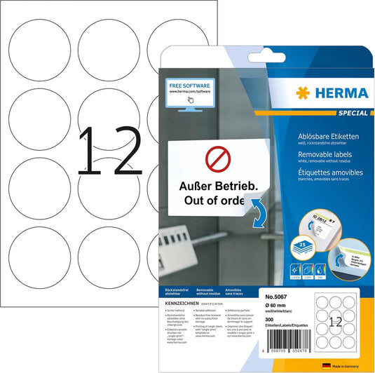 Merkloos sans marque herma 5067 etiketten movable a4 ø60 rond