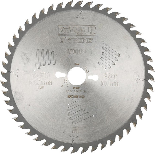 Dewalt dt4323 extreme cirkelzaagblad - 250 x 30 x 48t - hout mdf