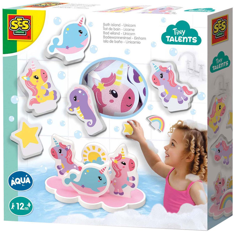 Afbeelding laden in galerijviewer, Ses creative - tiny talents - eenhoorn bad eiland - foam eenhoorns - drijvend badspeelgoed - stimuleert fantasie - creatief spelen - baby badspeelgoed - eenhoorn speelgoed
