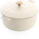 Bk bourgogne braadpan gietijzer 24cm 4.2l - inductie braadpan - gietijzeren braadpan - ovenbestendig tot 230 graden - deksel met druipringen - wit geëmailleerde binnenkant - cream white