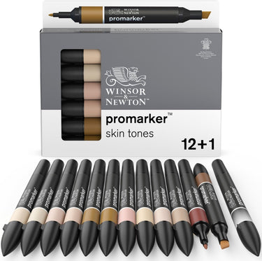 Winsor newton 0290172 promarker 12 skin tones set | professionele layoutmarkers alcoholmarkers
