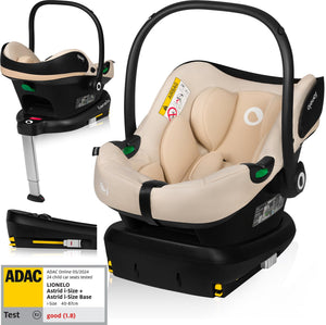 Lionelo astrid i-size set – autostoeltje 40–87 cm + isofix-basis – adac getest – r129 i-size – memory foam – verstelbare hoofdsteun – zijdelingse bescherming – dri-seat – lichtgewicht – universeel compatibel