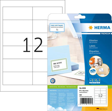 Merkloos sans marque herma prem. etiketten 97x42,3 25 vel din a4 300 stuks 5056