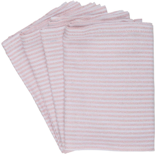Arti casa servetten set van 4 - 35 x 35 cm - herbruikbaar - katoen polyester - gestreept roze