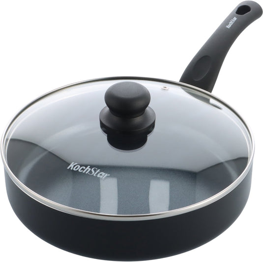 Kochstar essenz keramische hapjespan met deksel - 26cm - 3l - pfas-vrij - inductie hapjespan - inductie pan - keramische anti-aanbaklaag - koelgreep - ovenbestendig tot 130° c - zwart