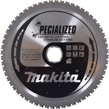 Makita cirkelzaagblad voor rvs staal | specialized | ø 150mm asgat 20mm 60t - b-47058