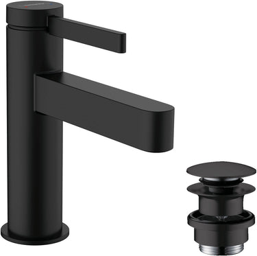 Hansgrohe finoris - wastafelmengkraan - met afvoerplug - 100mm - mat zwart
