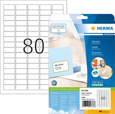 Merkloos sans marque herma etiketten wit 35.6x16.9 premium a4 2000 st.