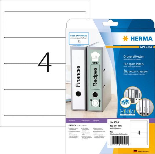 Herma ordneretiketten w. 192x61 25 vel din a4 100 stuks 5095