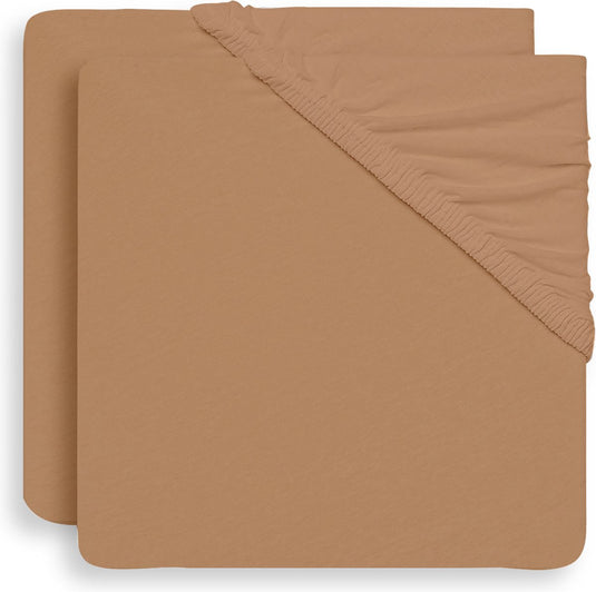 Jollein - baby hoeslaken jersey (biscuit) - katoen - 2 stuks - hoeslaken wieg - 40 50x80 90cm