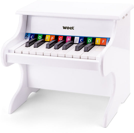 Woet ® houten speelgoed piano - speelgoedinstrument - wit - inclusief muziekboekje en toonlader - vanaf 3 jaar - speelpiano voor kinderen