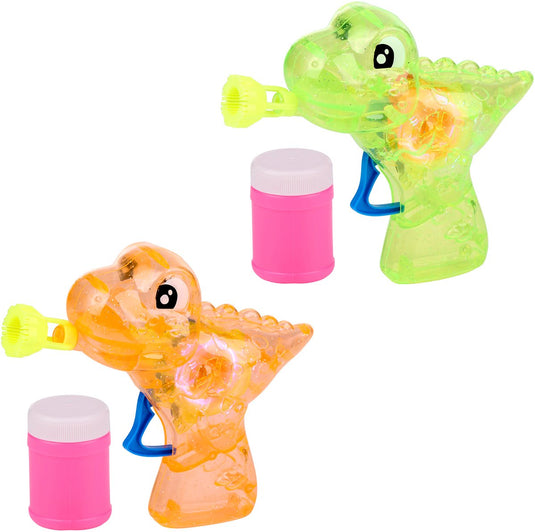 Eddy toys bellenblaas pistool dinosaurus - bubble gun met 55ml bellenblaasvloeistof - bubbelpistool dinosaurus voor buiten - speelgoed bellenblaas pistool - oranje of groen - 1 willekeurige kleur
