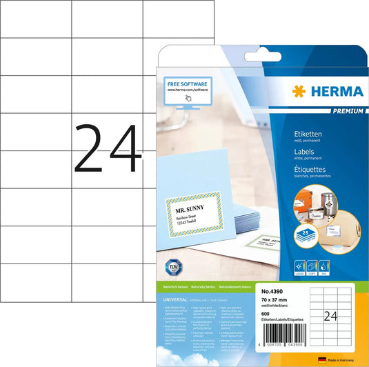 Merkloos sans marque herma etiketten wit 70x37 premium a4 600 st.